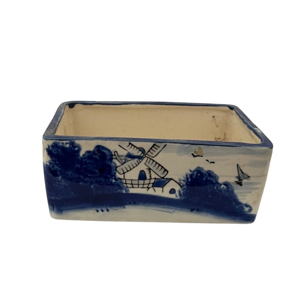 Vintage Delft Blue Ceramic Caddy. Pre owned